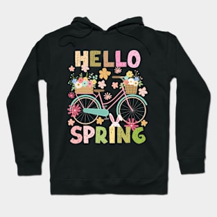 Hello Spring Blue Bicycle Hoodie